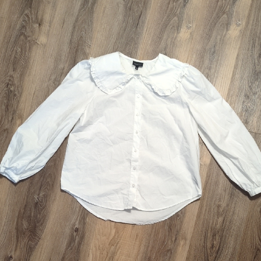 Who What Wear White Ruffled Blouse